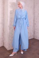 Hijab clothing BLUE LACE COLLAR PANTS SUIT T 9994