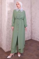 Hijab clothing GREEN LACE COLLAR PANTS SUIT T 9994
