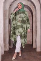 Tesettür giyim HAKİ KOLYELİ UZUN TUNİK T 0084