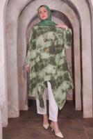 Tesettür giyim HAKİ KOLYELİ UZUN TUNİK T 0084