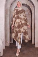 Tesettür giyim KAHVE KOLYELİ UZUN TUNİK T 0084