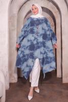 Tesettür giyim LACİVERT KOLYELİ UZUN TUNİK T 0084