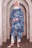 Tesettür giyim LACİVERT KOLYELİ UZUN TUNİK T 0084