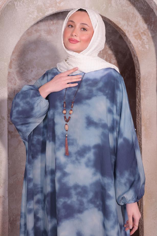 Vêtements hijab BLEU MARINE TUNIQUE LONGUE AVEC COLLIER T 0084 - TRENDTESETTÜR