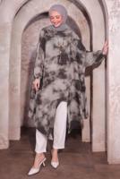 Tesettür giyim VİZON KOLYELİ UZUN TUNİK T 0084