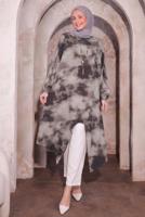 Tesettür giyim VİZON KOLYELİ UZUN TUNİK T 0084