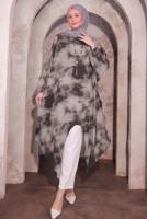 Tesettür giyim VİZON KOLYELİ UZUN TUNİK T 0084