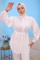 Tesettür giyim BEYAZ GÖMLEK YAKA TUNİK T 01042