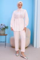 Tesettür giyim BEYAZ GÖMLEK YAKA TUNİK T 01042