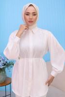 Tesettür giyim BEYAZ GÖMLEK YAKA TUNİK T 01042