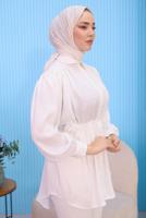 Tesettür giyim BEYAZ GÖMLEK YAKA TUNİK T 01042