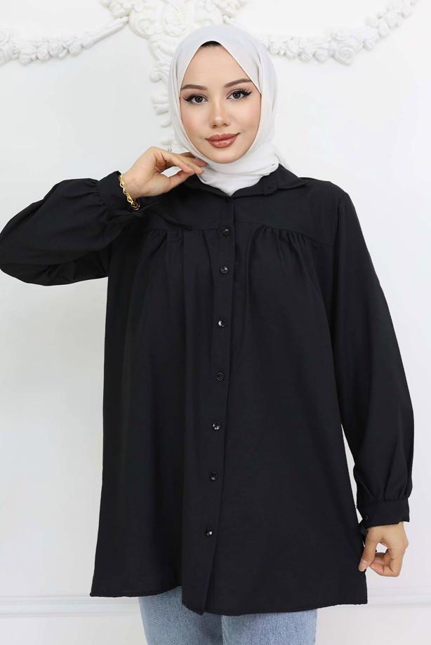 Vêtements hijab NOIR TUNIQUE CHEMISE T 03021 - TRENDTESETTÜR
