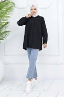 Vêtements hijab NOIR TUNIQUE CHEMISE T 03021