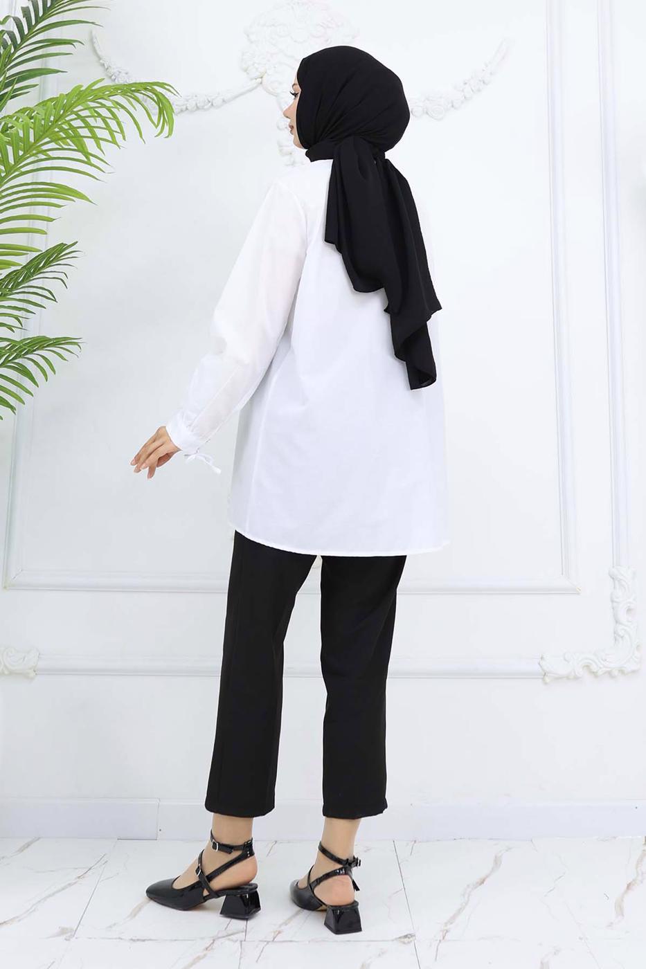 Vêtements hijab BLANC TUNIQUE CHEMISE T 03021