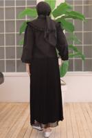Vêtements hijab NOIR TUNIQUE CHEMISE AVEC BIJOU T 0702