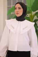 Vêtements hijab BLANC TUNIQUE CHEMISE AVEC BIJOU T 0702