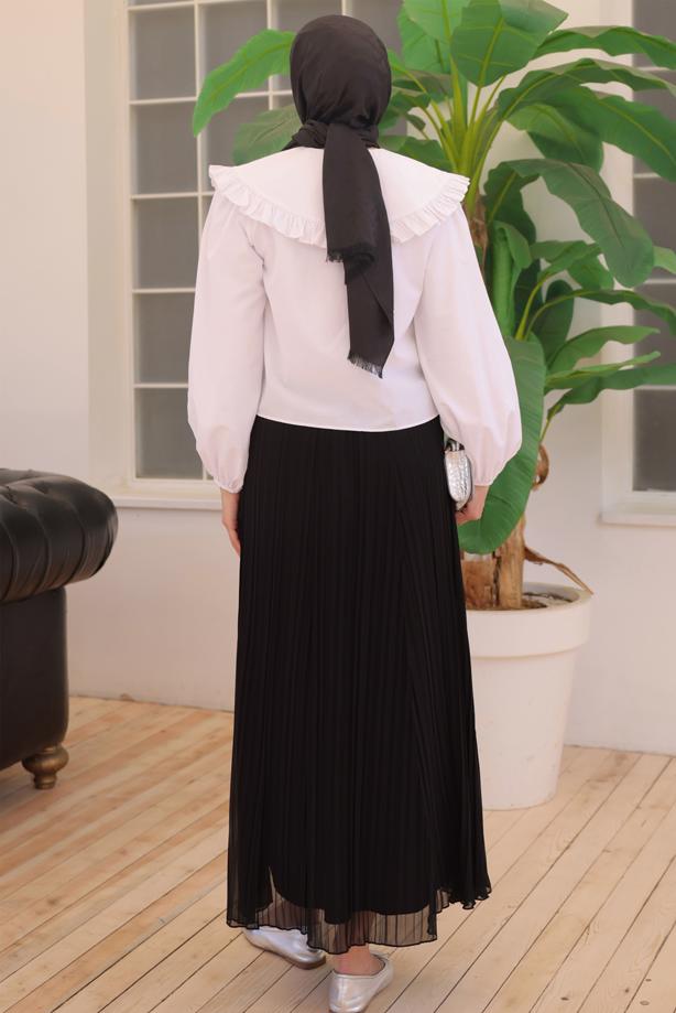 Vêtements hijab BLANC TUNIQUE CHEMISE AVEC BIJOU T 0702 - TRENDTESETTÜR