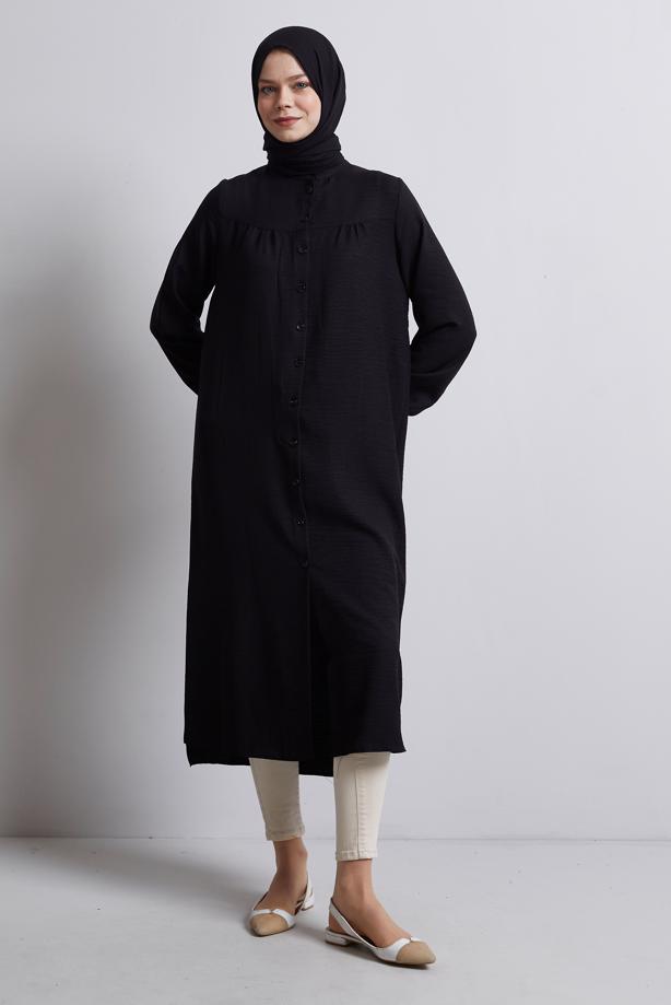 Vêtements hijab NOIR TUNIQUE LONGUE T 0716 - TRENDTESETTÜR