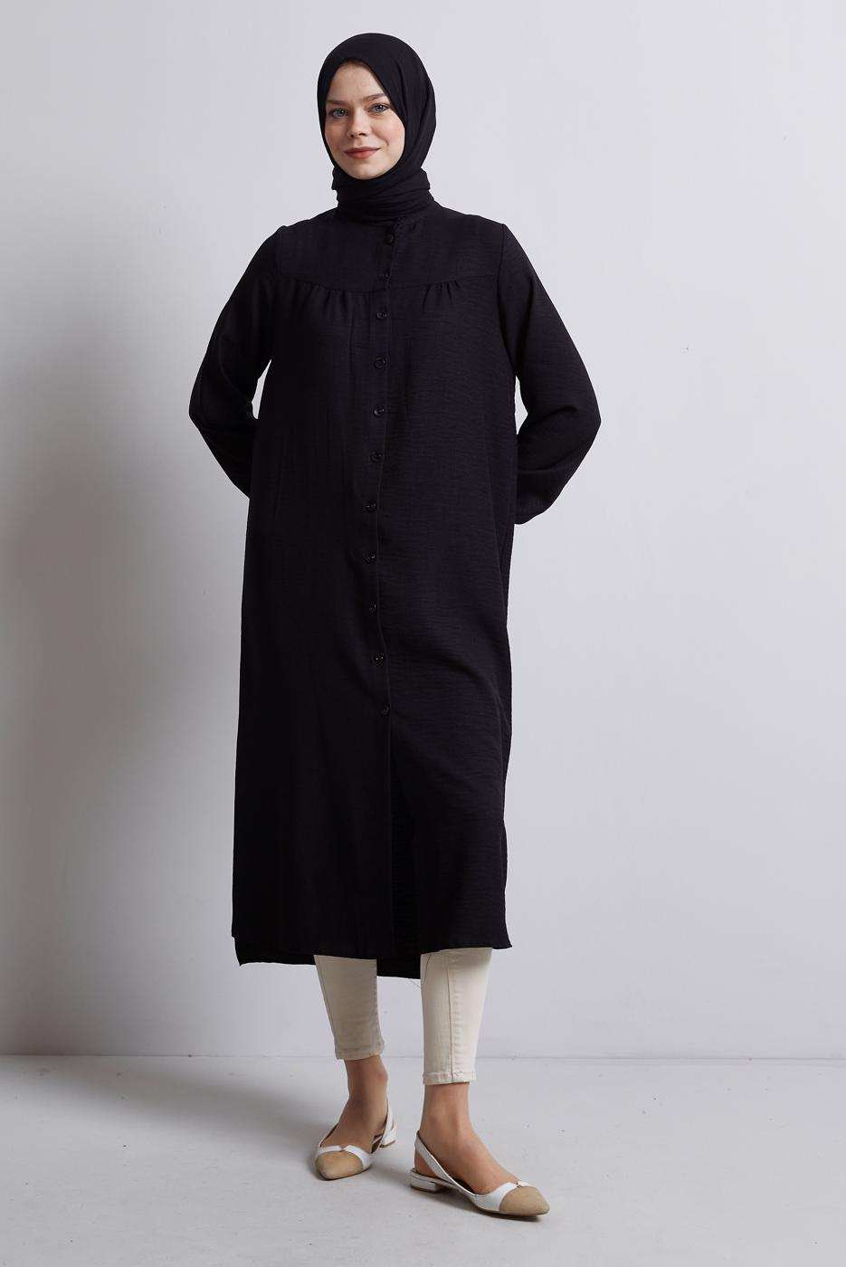 Vêtements hijab NOIR TUNIQUE LONGUE T 0716