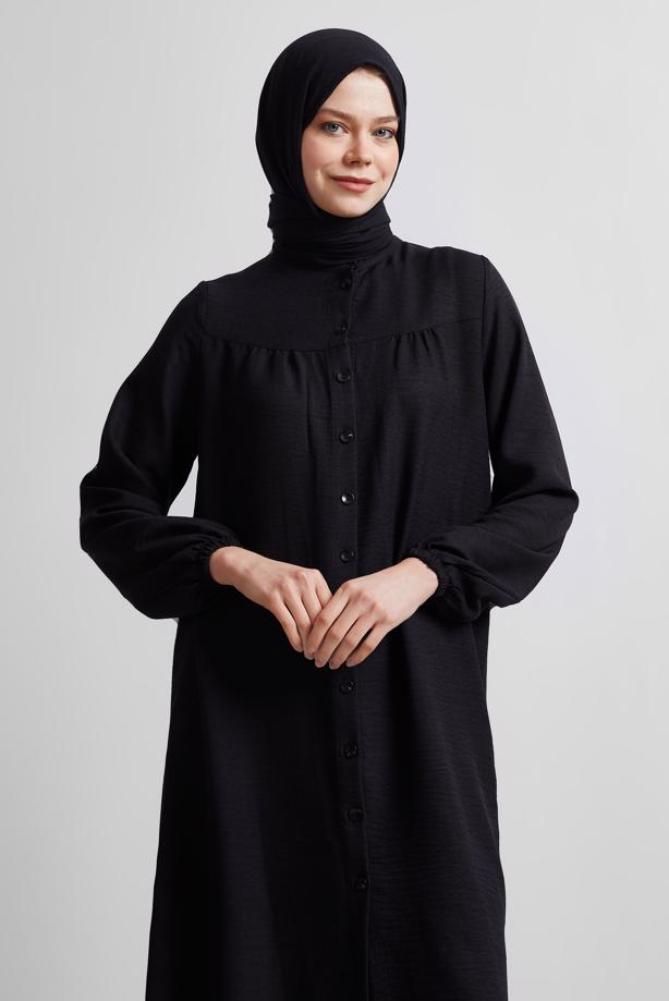 Vêtements hijab NOIR TUNIQUE LONGUE T 0716 - TRENDTESETTÜR