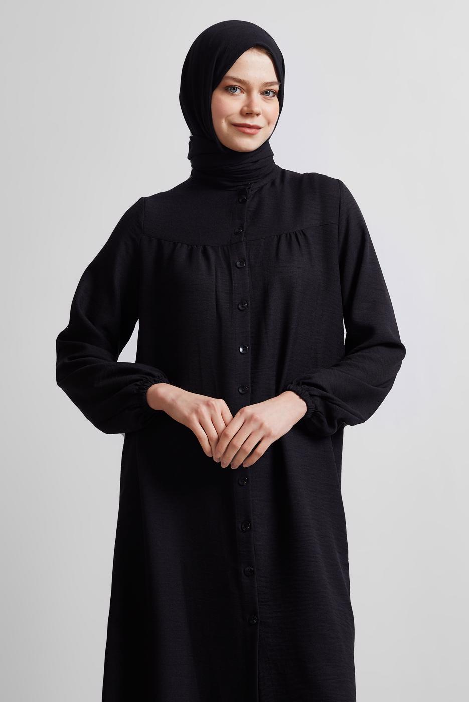 Vêtements hijab NOIR TUNIQUE LONGUE T 0716