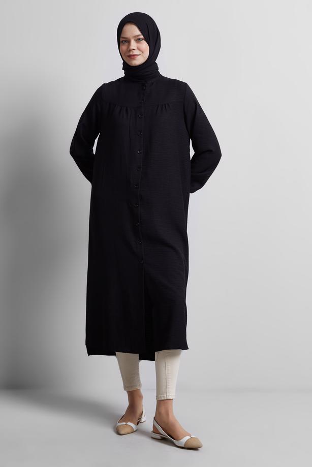 Vêtements hijab NOIR TUNIQUE LONGUE T 0716 - TRENDTESETTÜR