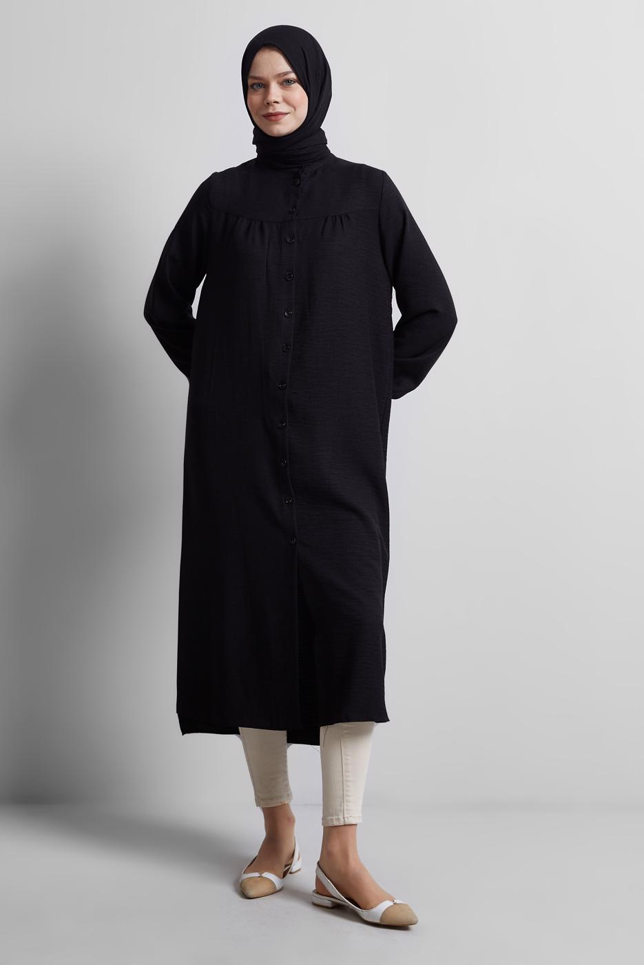 Vêtements hijab NOIR TUNIQUE LONGUE T 0716