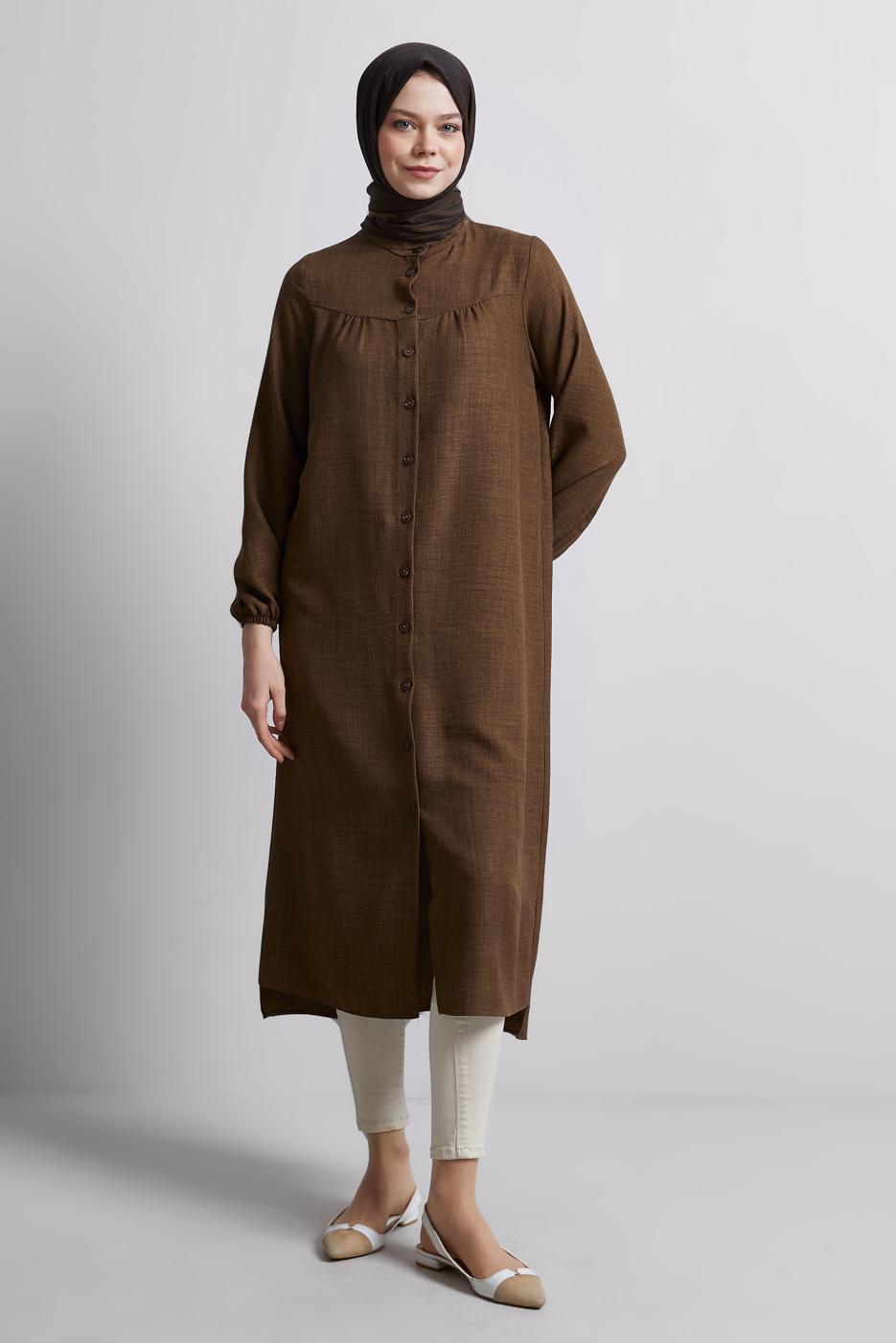 Tesettür giyim KAHVE UZUN TUNİK T 0716
