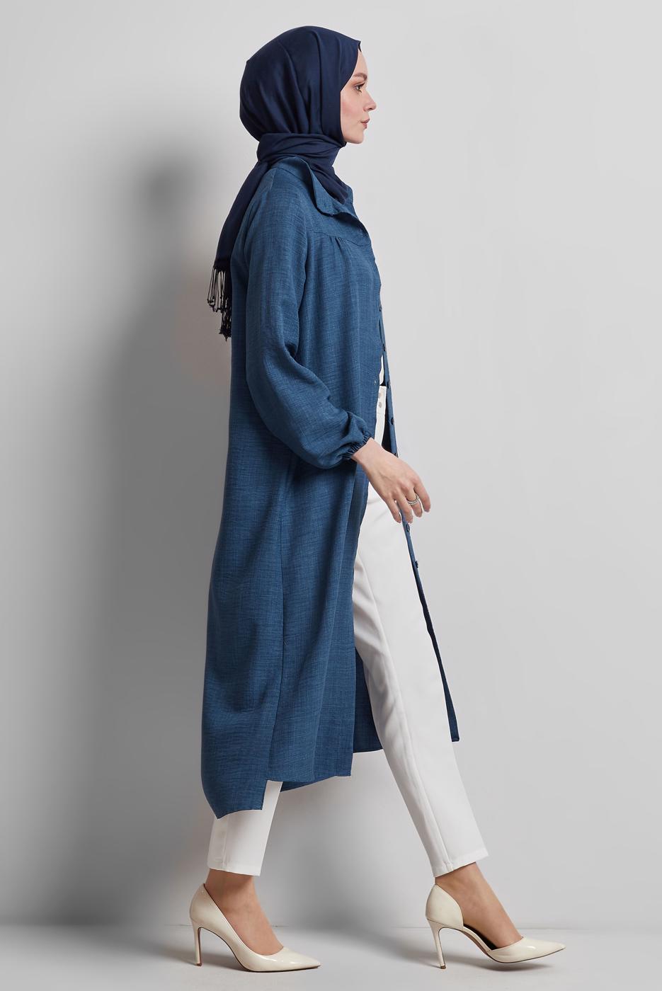 Vêtements hijab BLEU MARINE TUNIQUE LONGUE T 0716