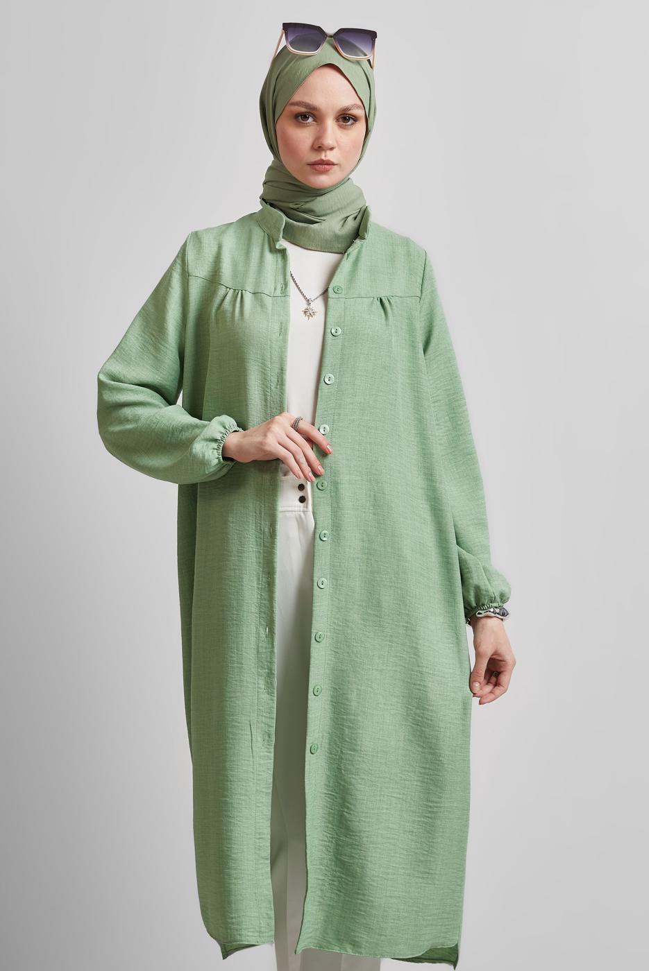 Vêtements hijab VERT TUNIQUE LONGUE T 0716