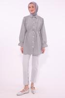 Tesettür giyim SİYAH ÇİZGİLİ GÖMLEK TUNİK T 1084