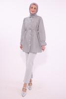 Tesettür giyim SİYAH ÇİZGİLİ GÖMLEK TUNİK T 1084