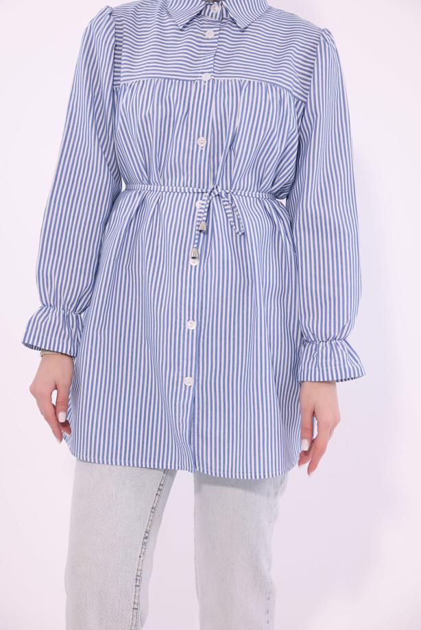 Vêtements hijab BLEU TUNIQUE CHEMISE À RAYURES T 1084 - TRENDTESETTÜR