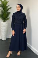 Vêtements hijab BLEU MARINE BLOUSE NOUÉE SUR LE CÔTÉ T 1505