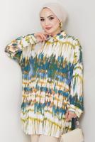 Vêtements hijab VERT TUNIQUE À MOTIFS EN COTON T 1977