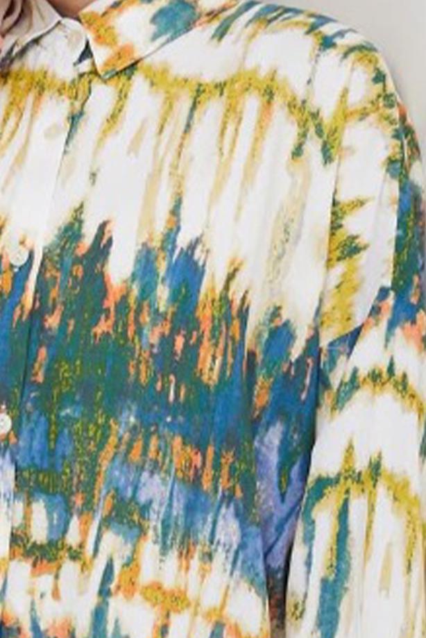 Vêtements hijab VERT TUNIQUE À MOTIFS EN COTON T 1977 - TRENDTESETTÜR