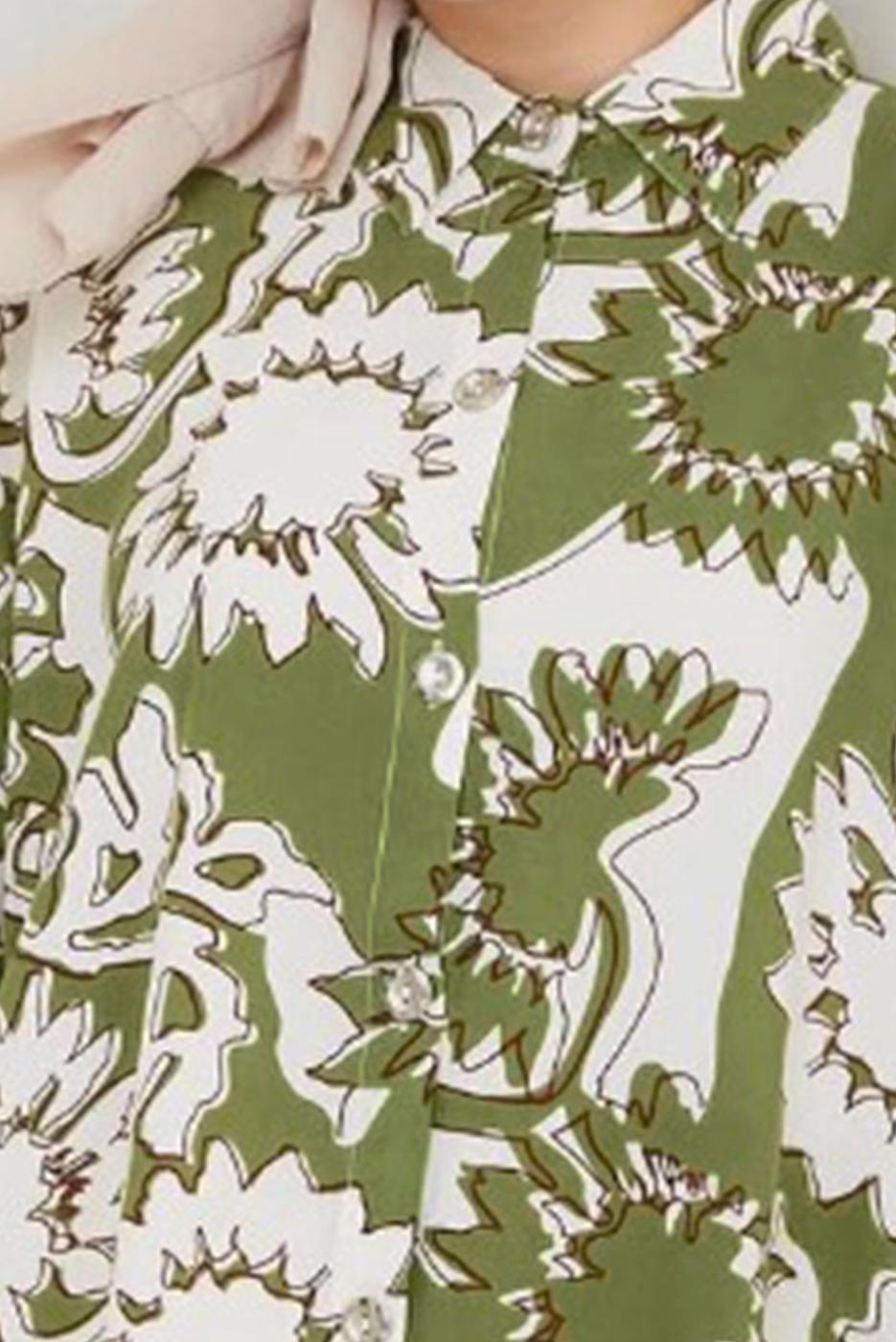 Vêtements hijab VERT TUNIQUE EN COTON À MOTIFS T 1980