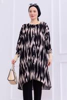 Vêtements hijab NOIR TUNIQUE À MOTIFS EN COTON T 1989