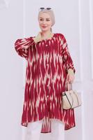 Vêtements hijab ROUGE TUNIQUE À MOTIFS EN COTON T 1989