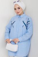 Vêtements hijab BLEU TUNIQUE À PAILLETTES T 2289