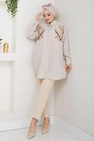 Vêtements hijab BEIGE TUNIQUE À PAILLETTES T 2289