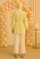 Tesettür giyim SARI BAĞCIK DETAYLI GÖMLEK TUNİK T 2522