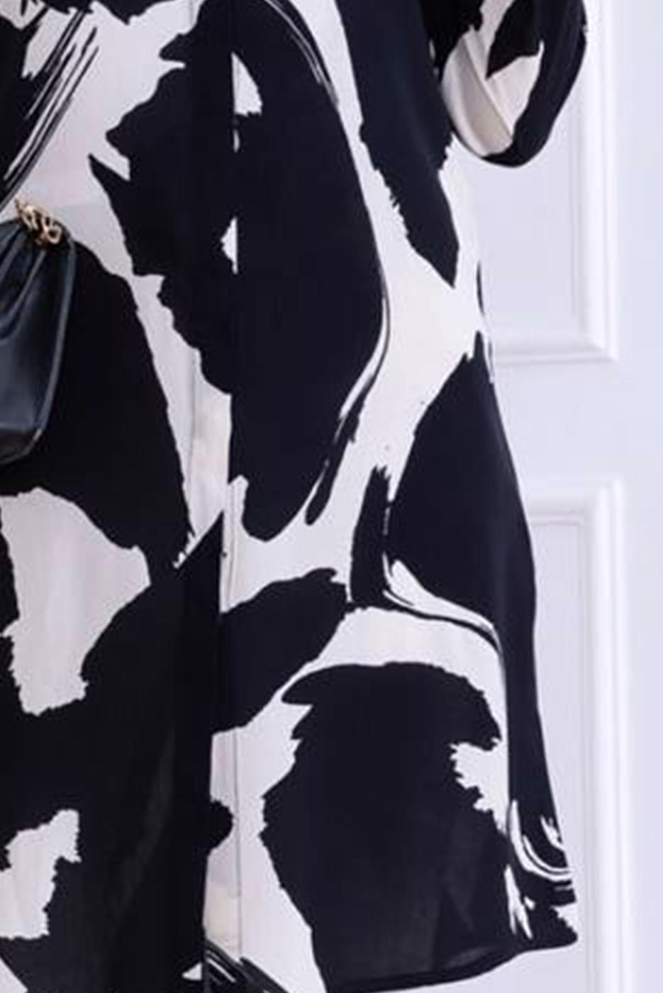 Tesettür giyim SİYAH DESENLİ PAMUKLU GÖMLEK TUNİK T 2773