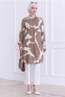 Tesettür giyim KAHVE DESENLİ PAMUKLU GÖMLEK TUNİK T 2773