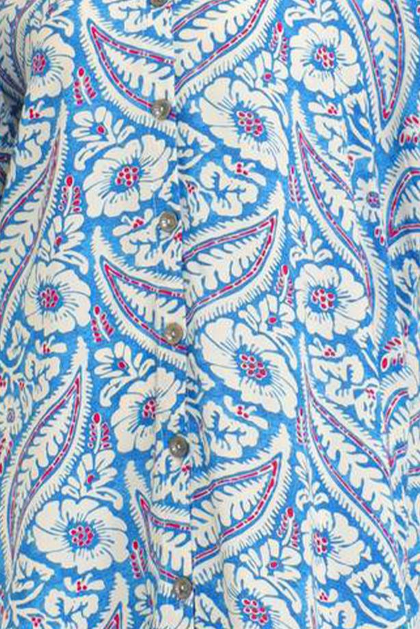 Vêtements hijab BLEU TUNIQUE CHEMISE À MOTIFS T 3058 - TRENDTESETTÜR