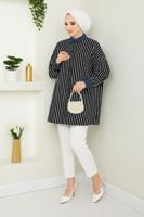 Vêtements hijab NOIR TUNIQUE À RAYURES EN COTON T 3064