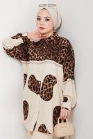 Tesettür giyim KAHVE LEOPAR DESENLİ TUNİK T 3310