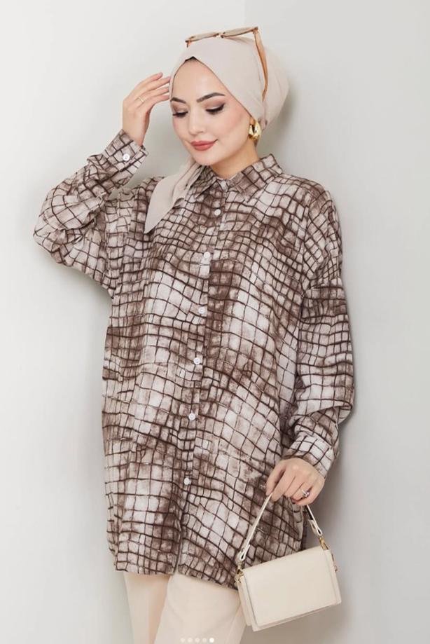 Vêtements hijab VISON TUNIQUE À MOTIFS EN COTON T 4046 - TRENDTESETTÜR