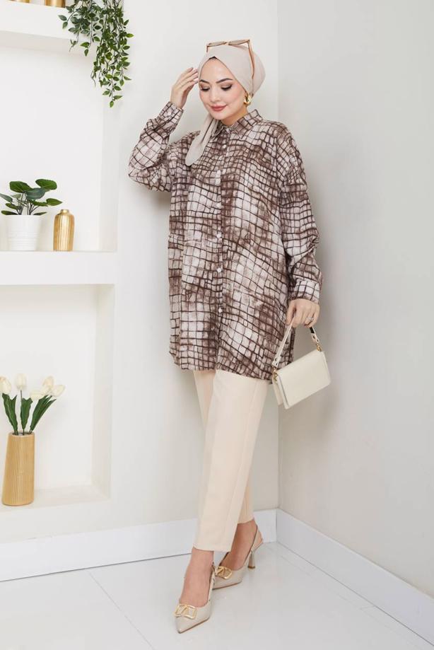 Vêtements hijab VISON TUNIQUE À MOTIFS EN COTON T 4046 - TRENDTESETTÜR
