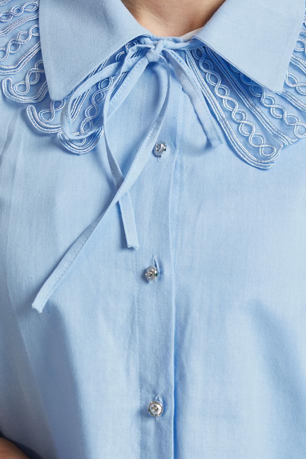 Vêtements hijab BLEU TUNIQUE CHEMISE EN COTON T 4122 - TRENDTESETTÜR